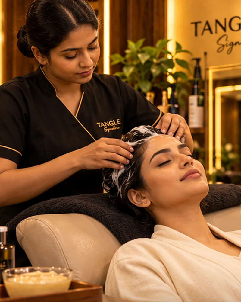 Illustrative photograph of hair spa at a premium salon
