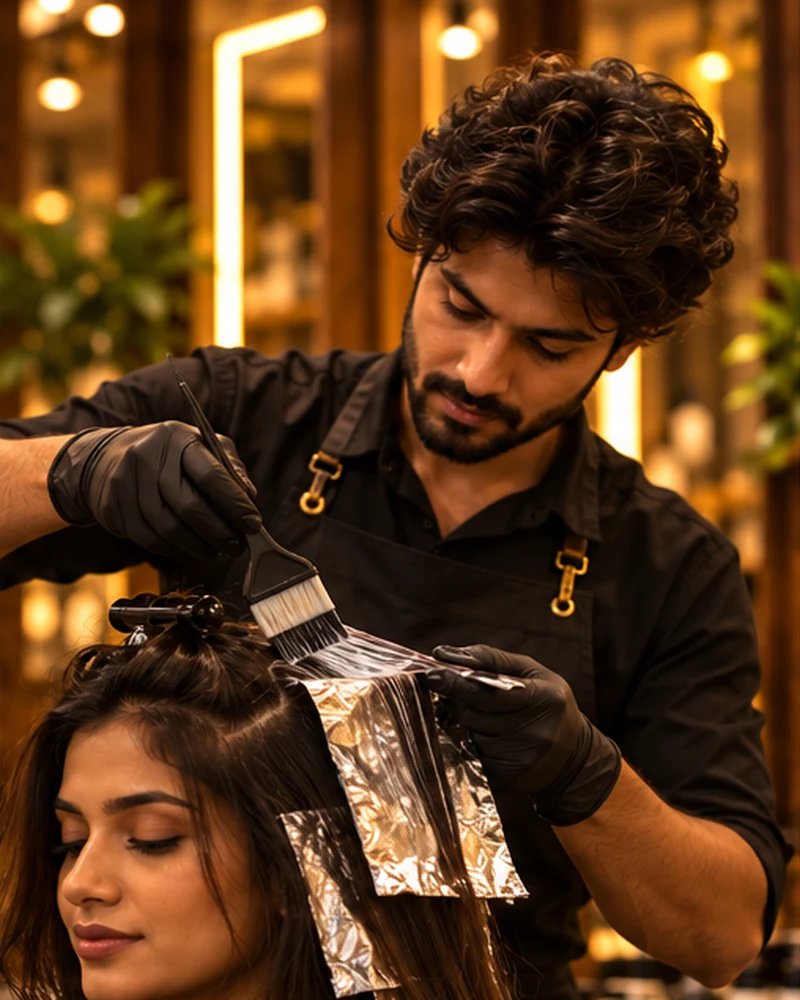 Illustrative photograph of hair colour at a premium salon