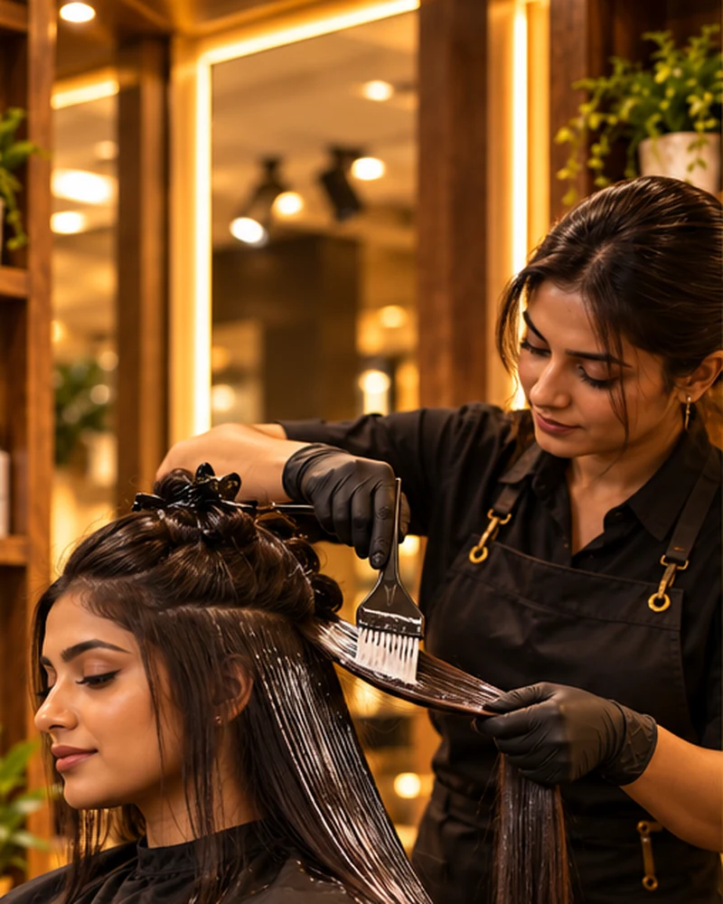 Illustrative photograph of keratin treatment at a premium salon