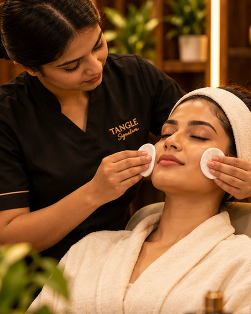 Illustrative photograph of facial cleanup at a premium salon