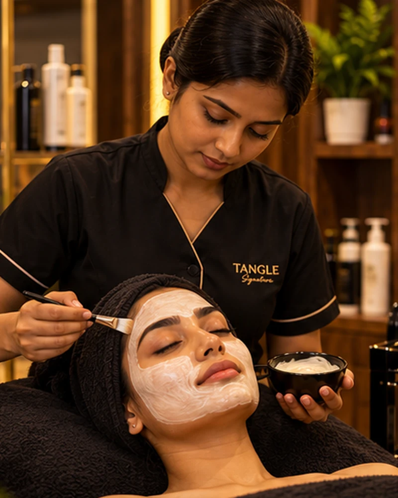 Illustrative photograph of detan care at a premium salon
