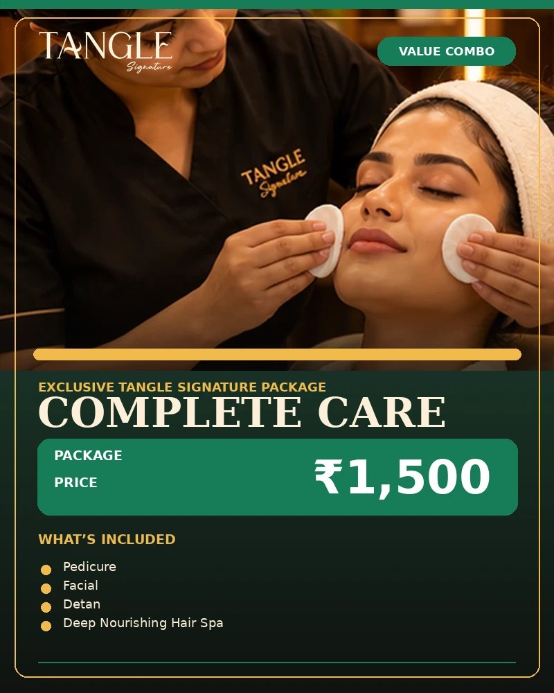 Complete Care Combo promotional salon package poster with price ₹1,500