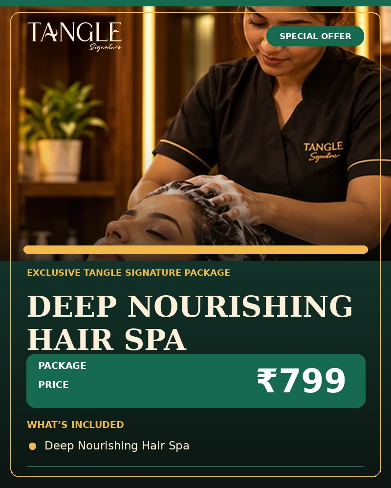 Deep Nourishing Hair Spa promotional salon package poster with price ₹799