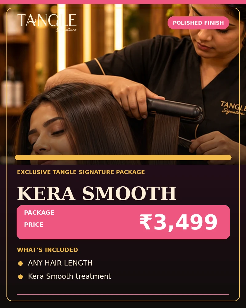 Kera Smooth — Any Hair Length promotional salon package poster with price ₹3,499