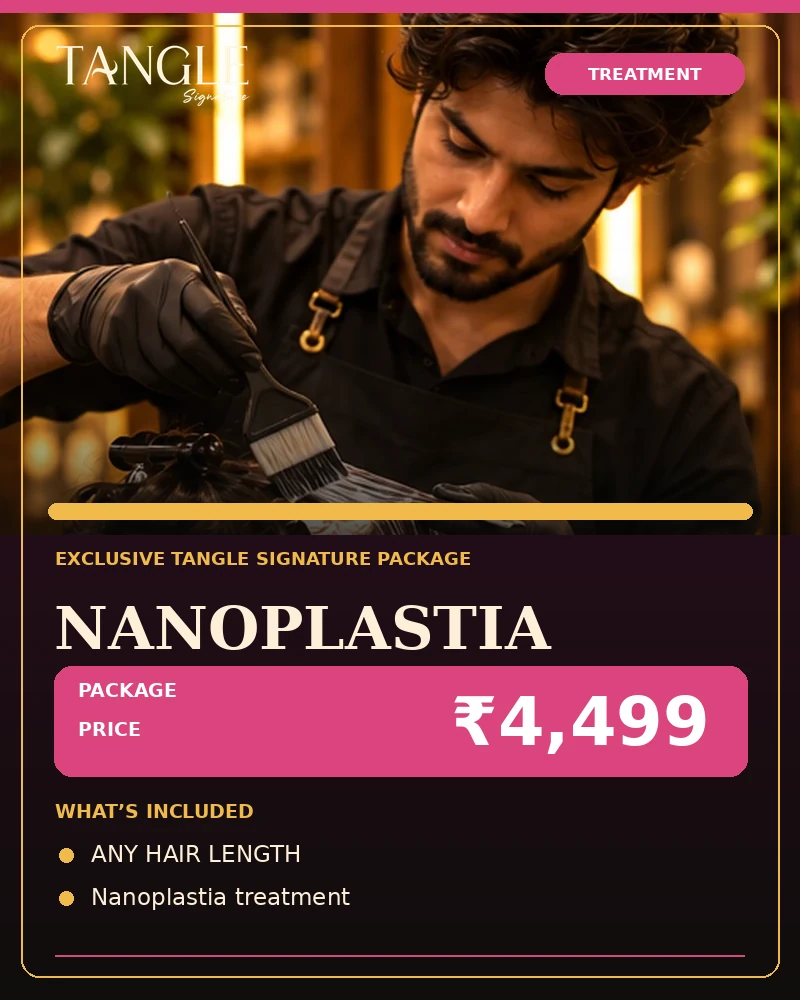 Nanoplastia — Any Hair Length promotional salon package poster with price ₹4,499