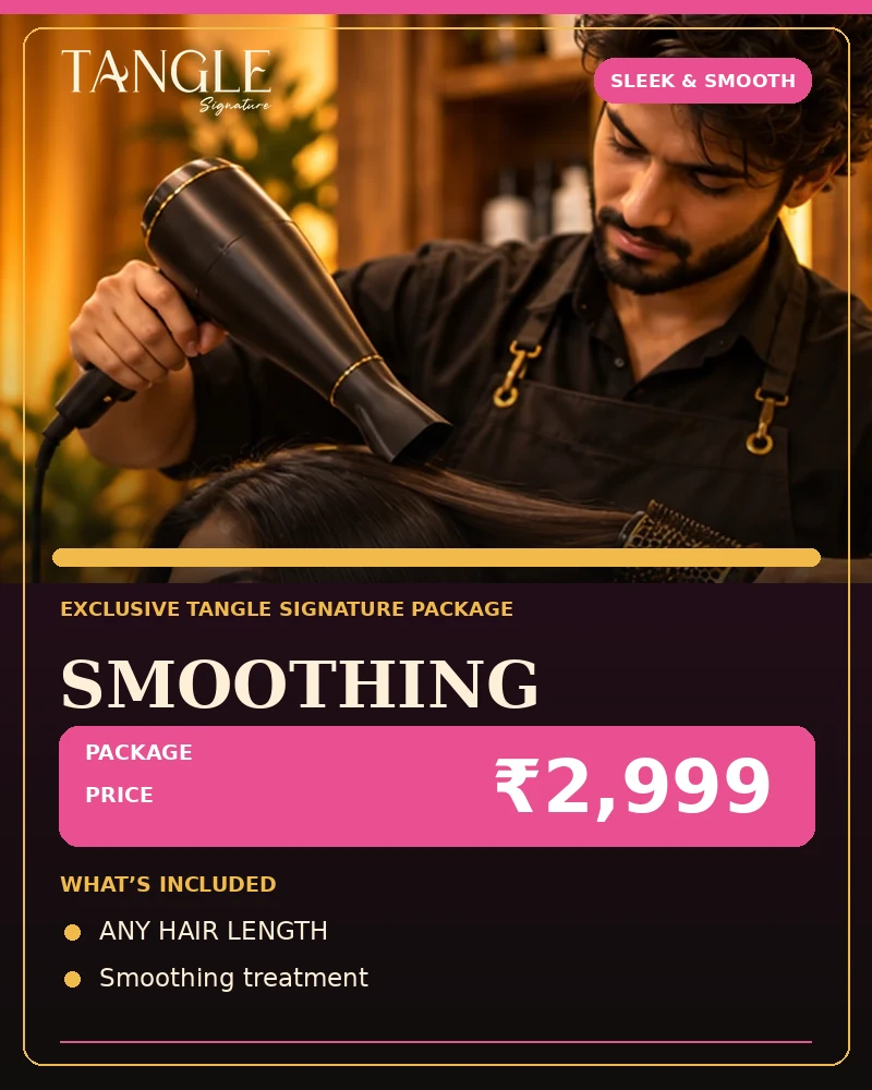 Smoothing — Any Hair Length promotional salon package poster with price ₹2,999